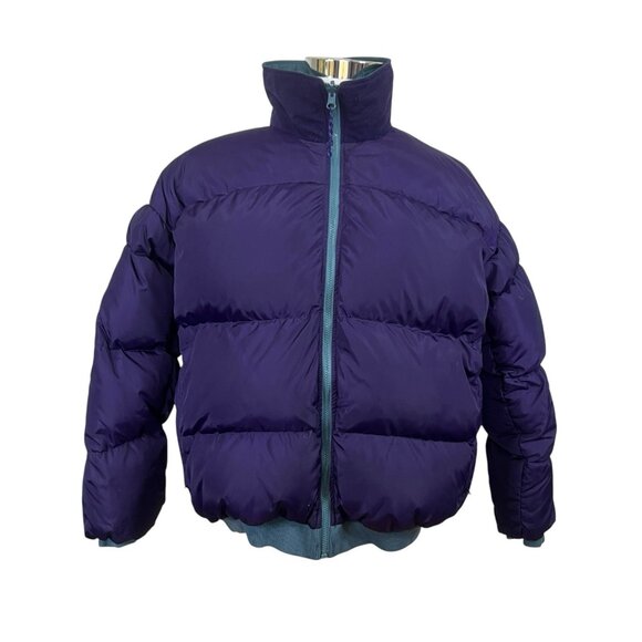 Columbia Jacket Mens XL Reversible Purple Blue Down Puffer Coat Full Zip Up - Picture 1 of 10